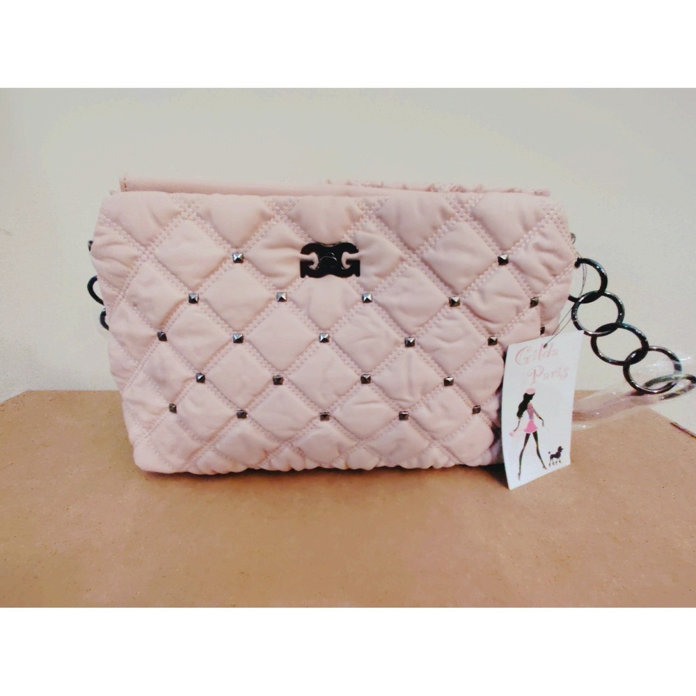 NWT Gilda Paris Waffle Quilted Handbag Blush Pink Gunmetal Chain Hardware